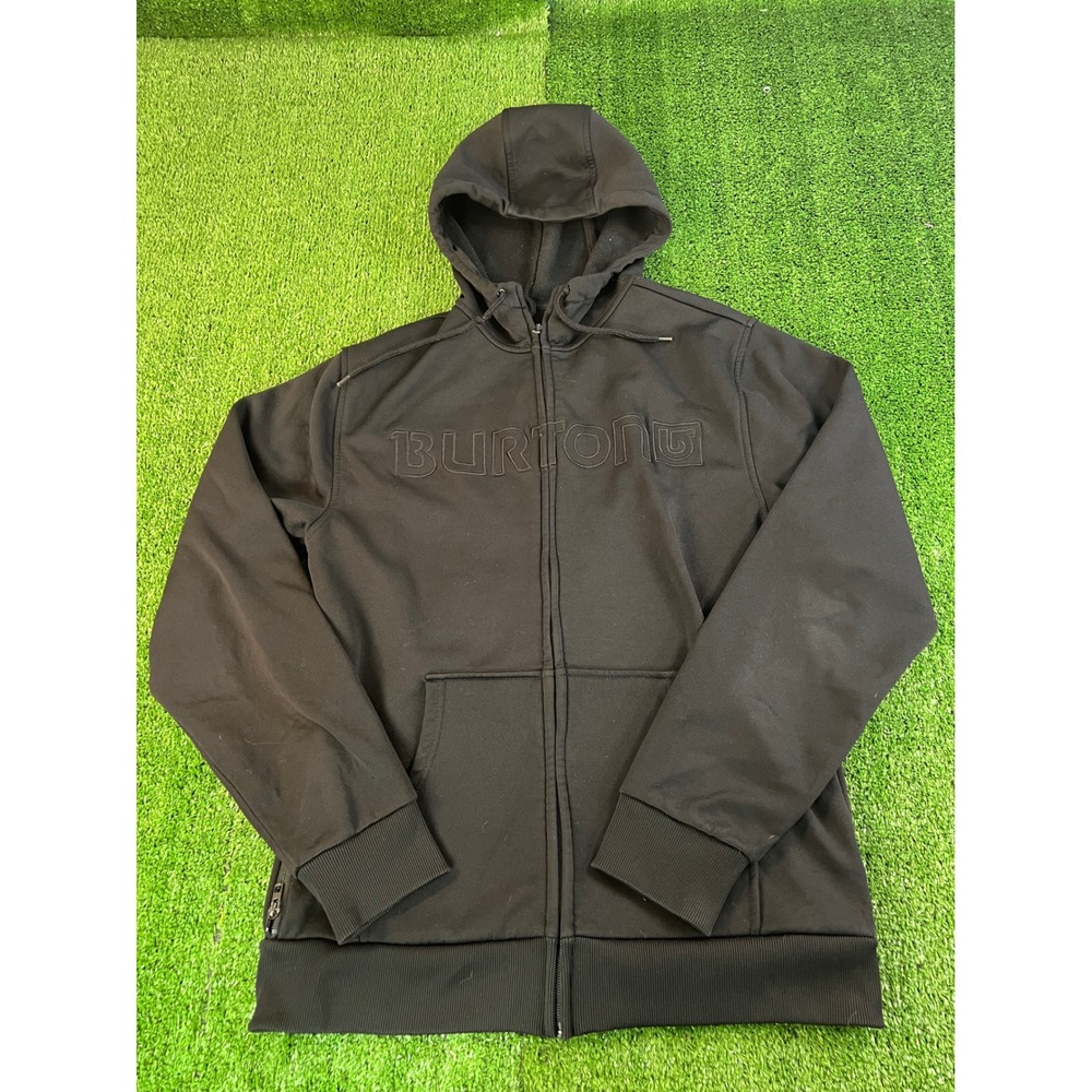 Burton Snowboards DryRide Full Zip Hoodie Mens Medium Black Bonded Fleece Logo